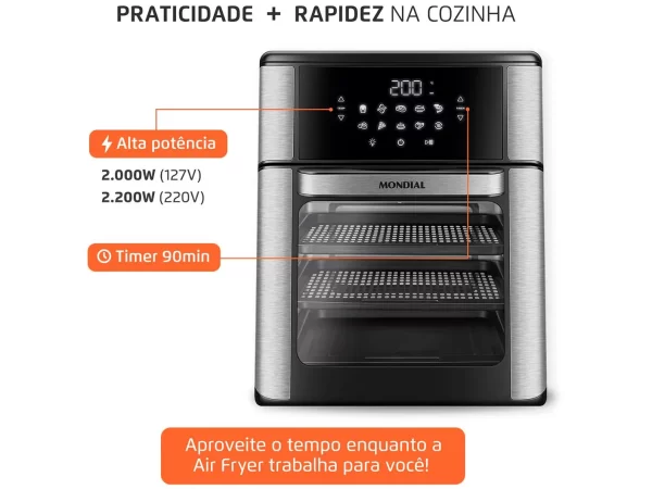 Fritadeira Elétrica Antiaderente Durável Duraflon Alimantação Saudável